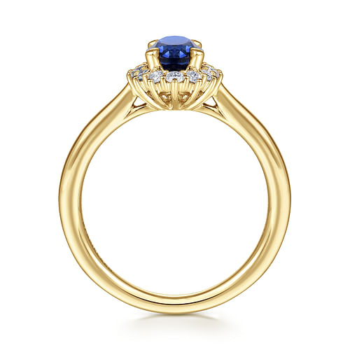 Fergie - 14K Yellow Gold Oval Halo Sapphire and Diamond Engagement Ring - 0.31 ct - Shot 2