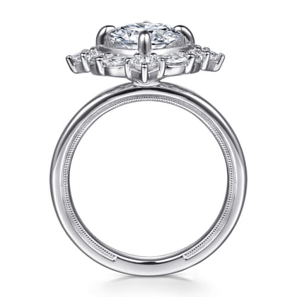 Fernanda - 14K White Gold Compass Prong Round Halo Diamond Engagement Ring