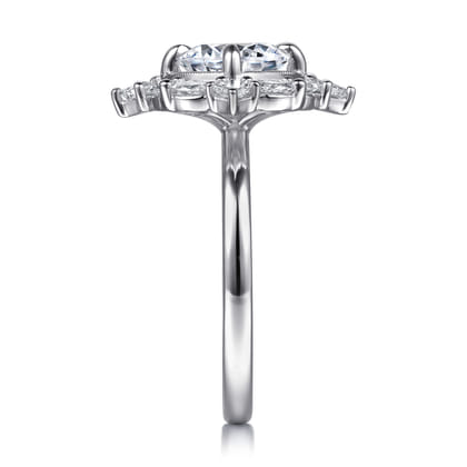 Fernanda - 14K White Gold Compass Prong Round Halo Diamond Engagement Ring