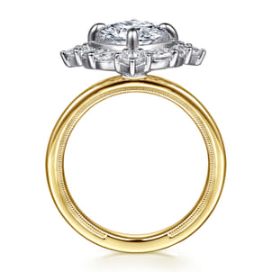 Fernanda - 14K White-Yellow Gold Compass Prong Round Halo Diamond Engagement Ring