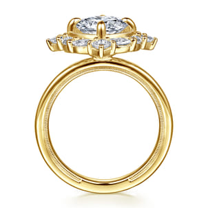 Fernanda - 14K Yellow Gold Compass Prong Round Halo Diamond Engagement Ring