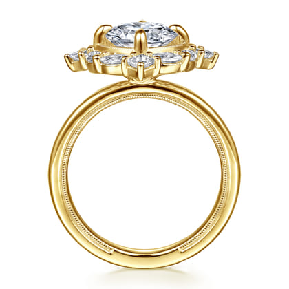 Fernanda - 14K Yellow Gold Compass Prong Round Halo Diamond Engagement Ring