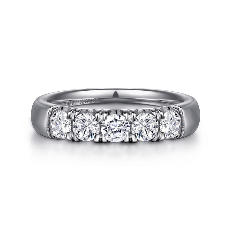Straight Wedding Ring in 14k White Gold with Round Natural Diamond at Gabriel & Co. - Shot 1
