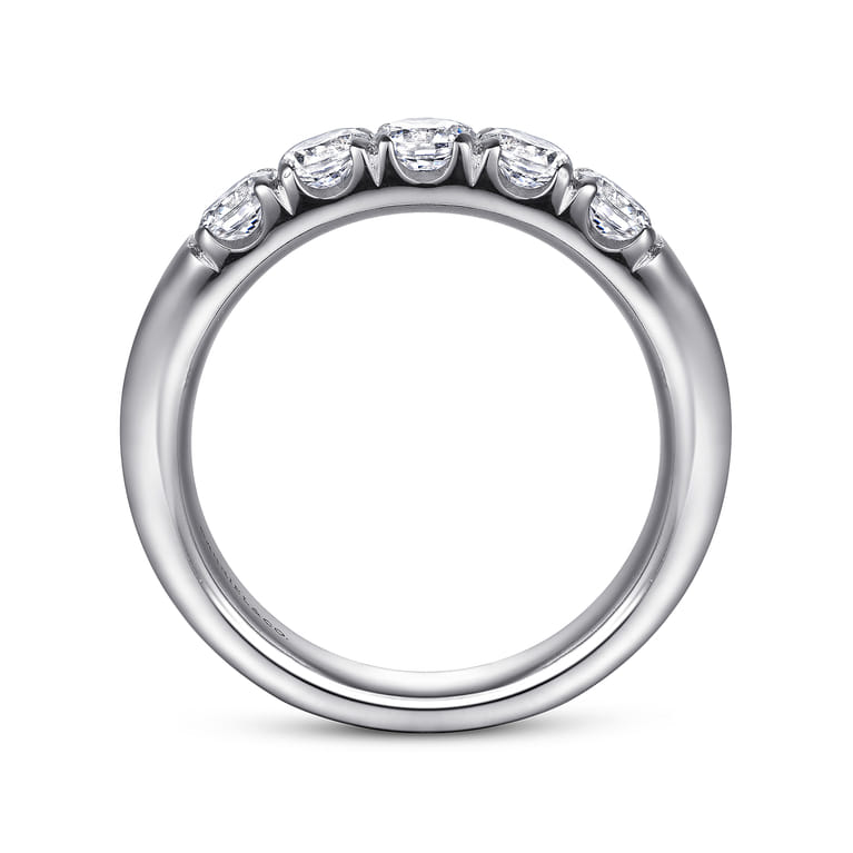 Straight Wedding Ring in 14k White Gold with Round Natural Diamond at Gabriel & Co. - Shot 2