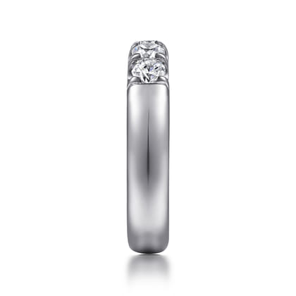 Ferrara - 14K White Gold 5 Stone French Pave Diamond Anniversary Band