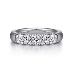 Ferrara - 14K White Gold 5 Stone French Pave Diamond Anniversary Band