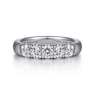 Ferrara - 14K White Gold 5 Stone French Pave Diamond Anniversary Band