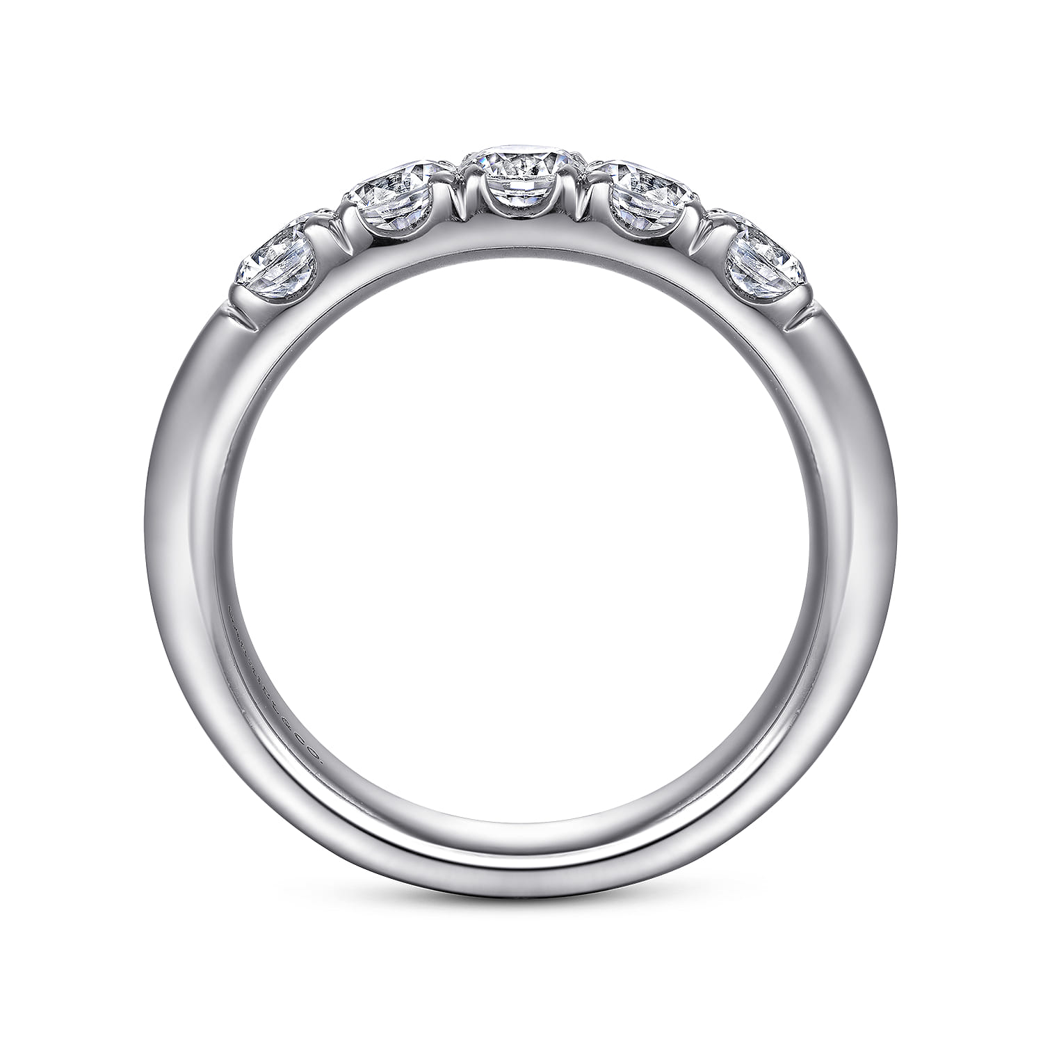 Straight Wedding Ring in 14k White Gold with Round Natural Diamond at Gabriel & Co. - Shot 2