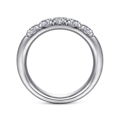 Ferrara - 14K White Gold 5 Stone French Pave Diamond Anniversary Band