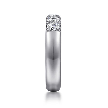 Ferrara - 14K White Gold 5 Stone French Pave Diamond Anniversary Band