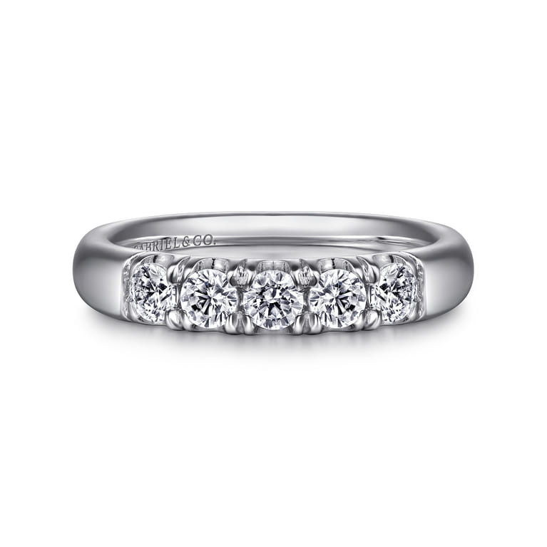 Straight Wedding Ring in 14k White Gold with Round Natural Diamond at Gabriel & Co. - Shot 1
