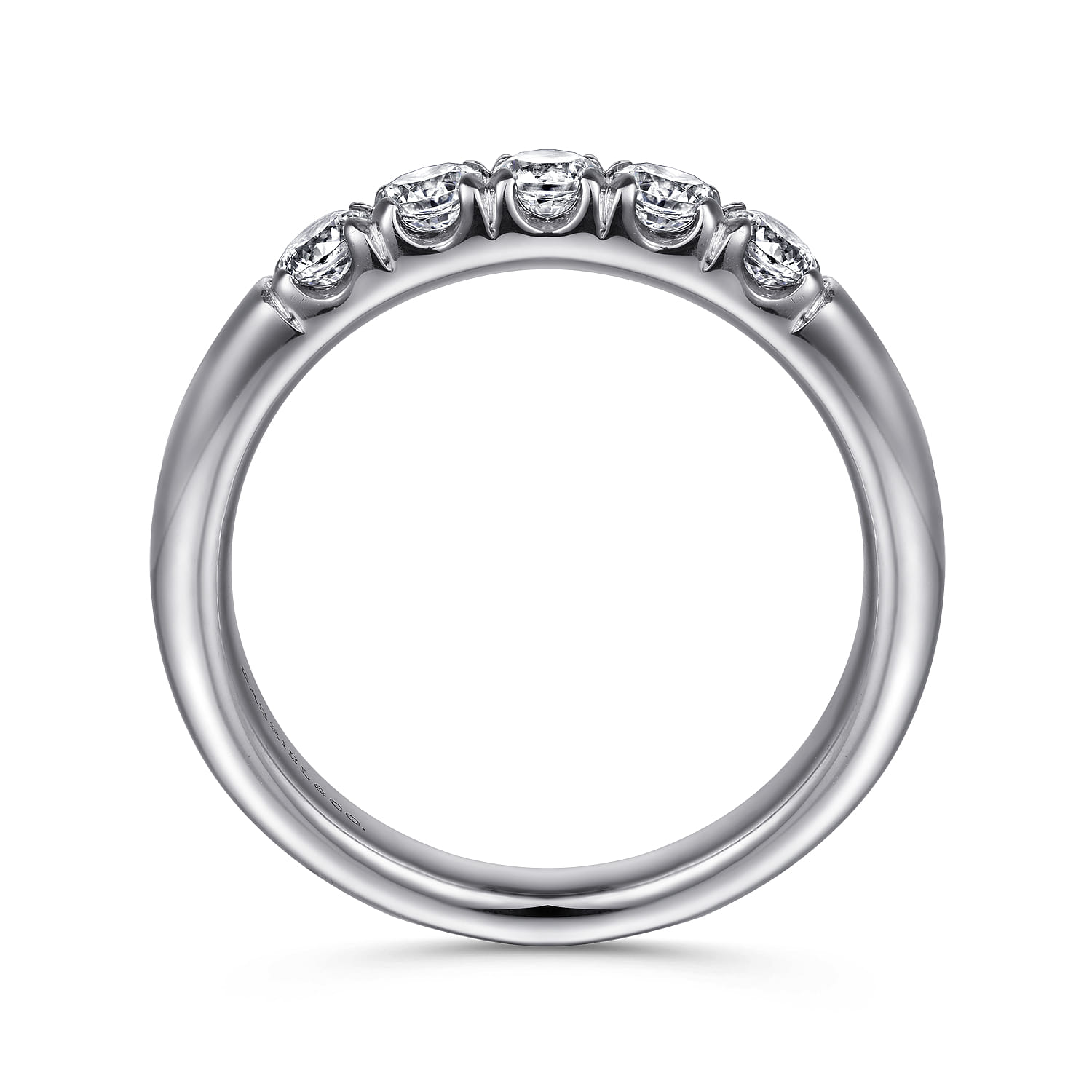 Straight Wedding Ring in 14k White Gold with Round Natural Diamond at Gabriel & Co. - Shot 2
