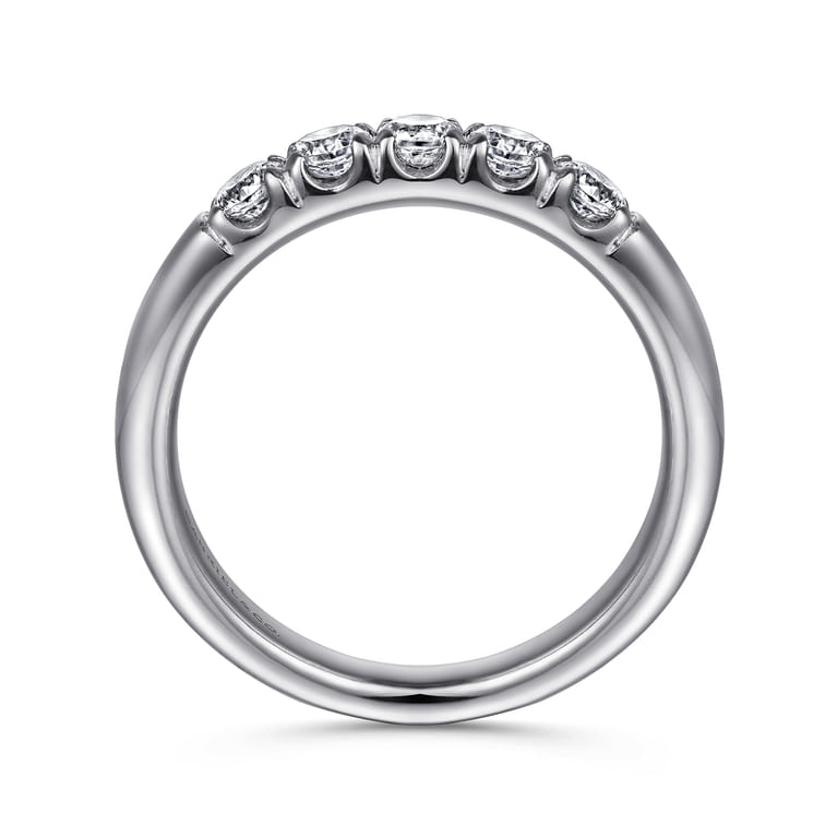 Straight Wedding Ring in 14k White Gold with Round Natural Diamond at Gabriel & Co. - Shot 2