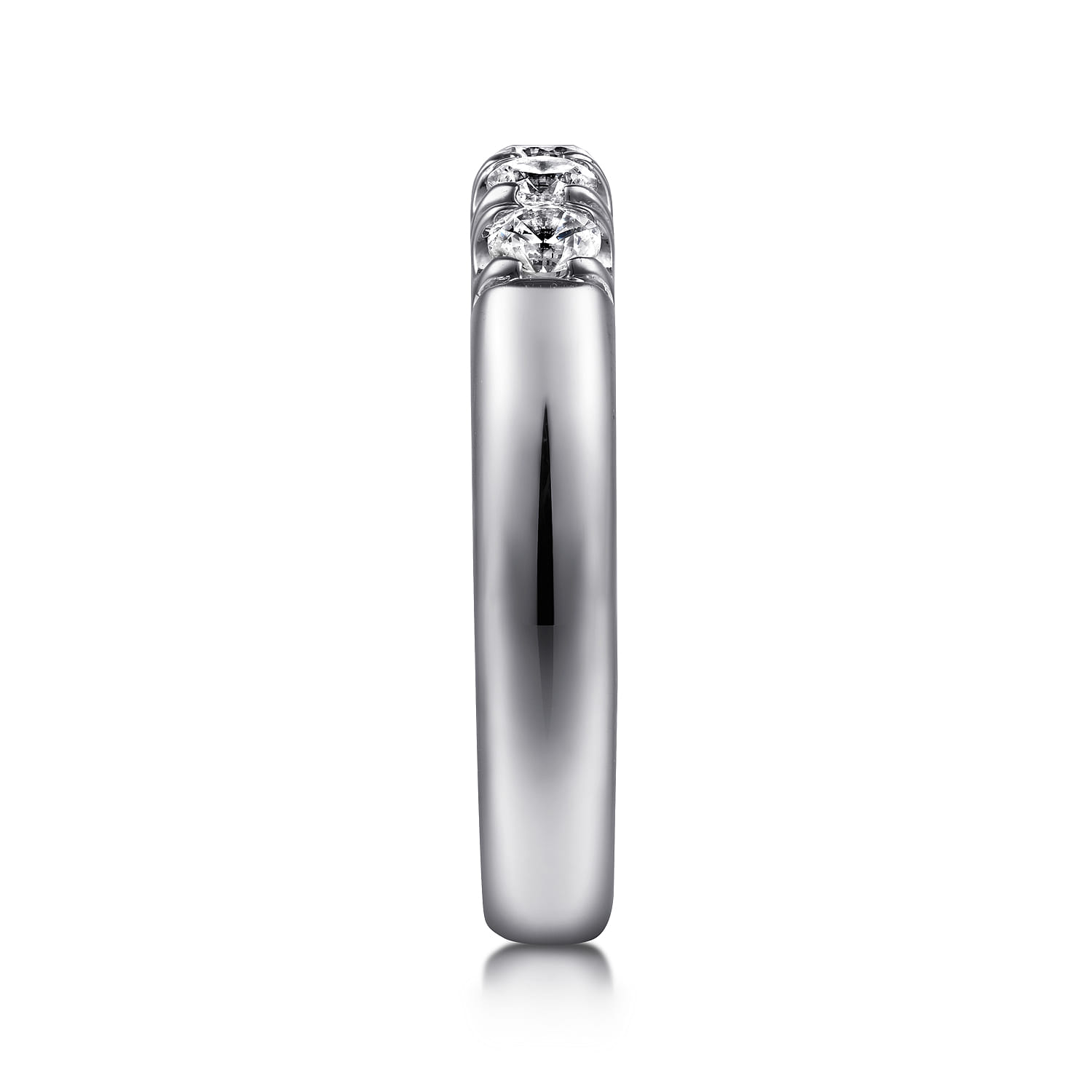 Straight Wedding Ring in 14k White Gold with Round Natural Diamond at Gabriel & Co. - Shot 4