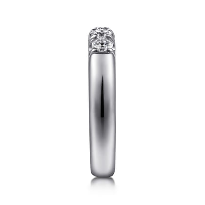 Ferrara - 14K White Gold 5 Stone French Pave Diamond Wedding Band