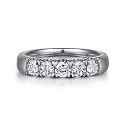 Ferrara - Platinum 5 Stone French Pave Diamond Anniversary Band