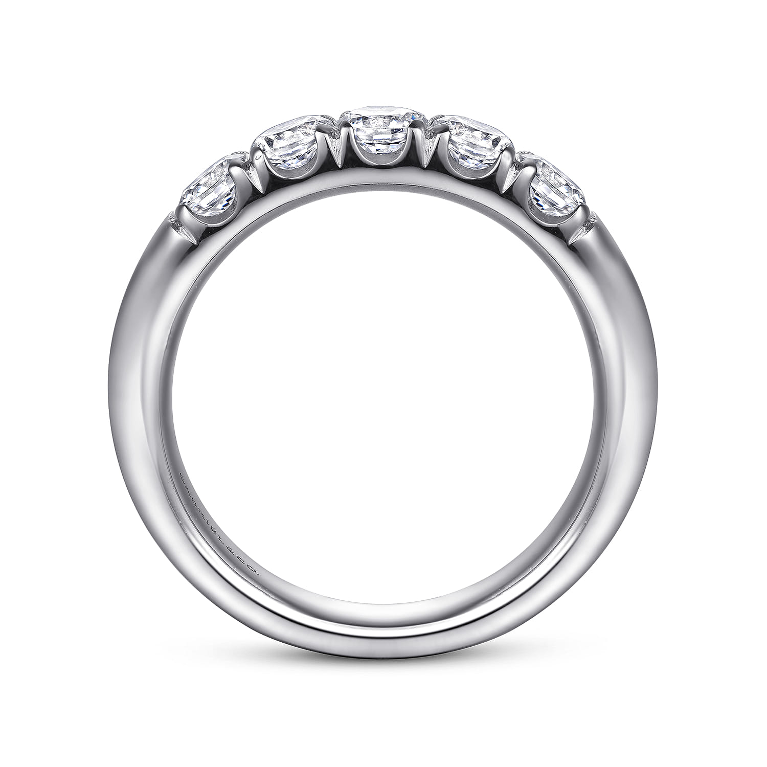 Straight Wedding Ring in Platinum with Round Natural Diamond at Gabriel & Co. - Shot 2