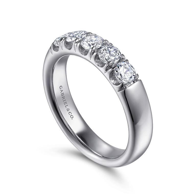Straight Wedding Ring in Platinum with Round Natural Diamond at Gabriel & Co. - Shot 3