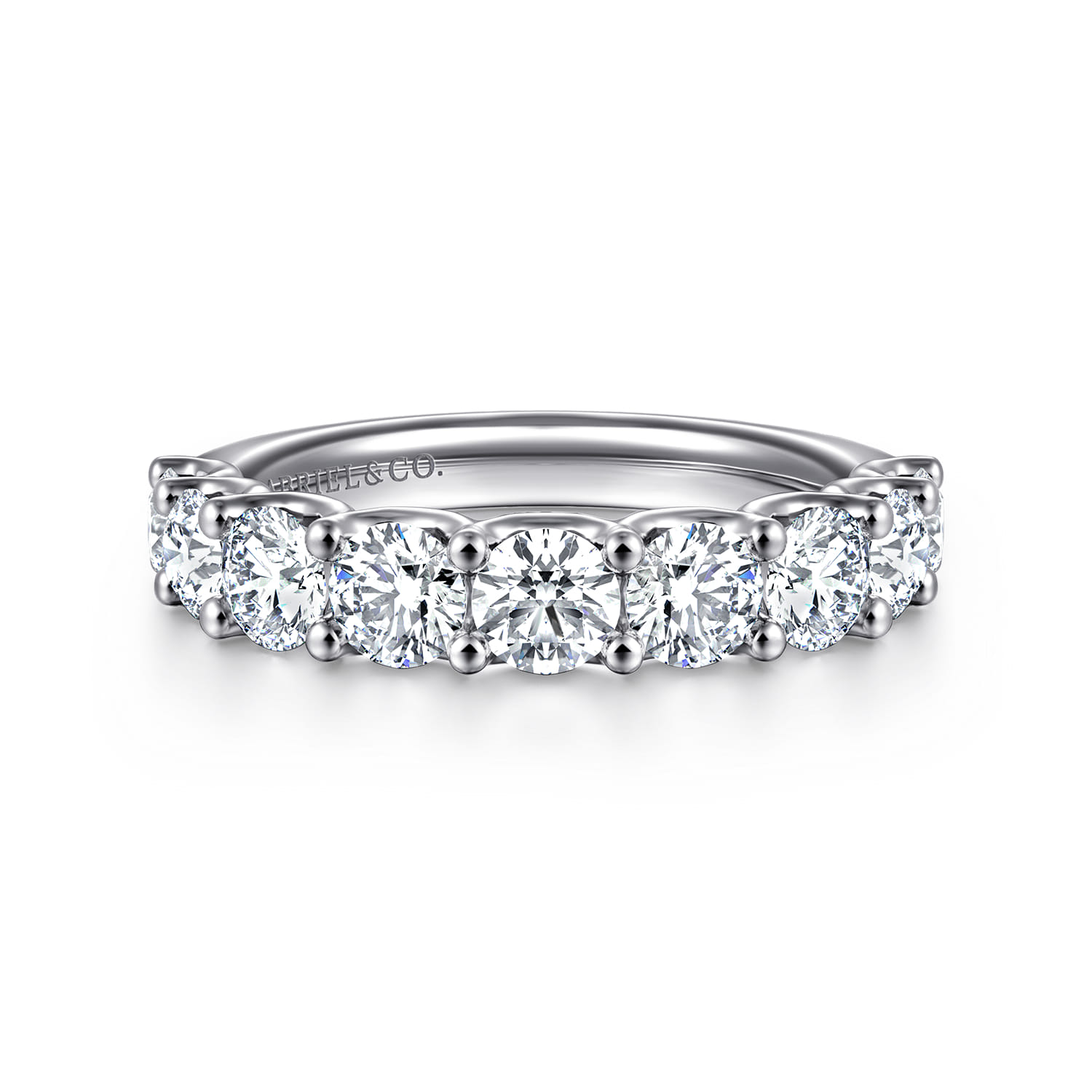 Straight Wedding Ring in 14k White Gold with Round Natural Diamond at Gabriel & Co. - Shot 1
