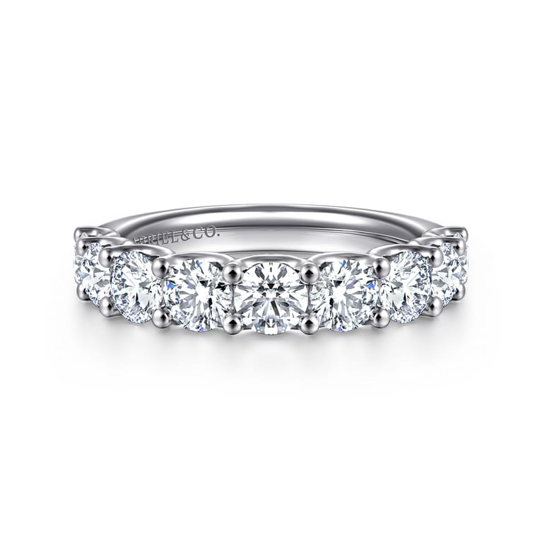Straight Wedding Ring in 14k White Gold with Round Natural Diamond at Gabriel & Co. - Shot 1