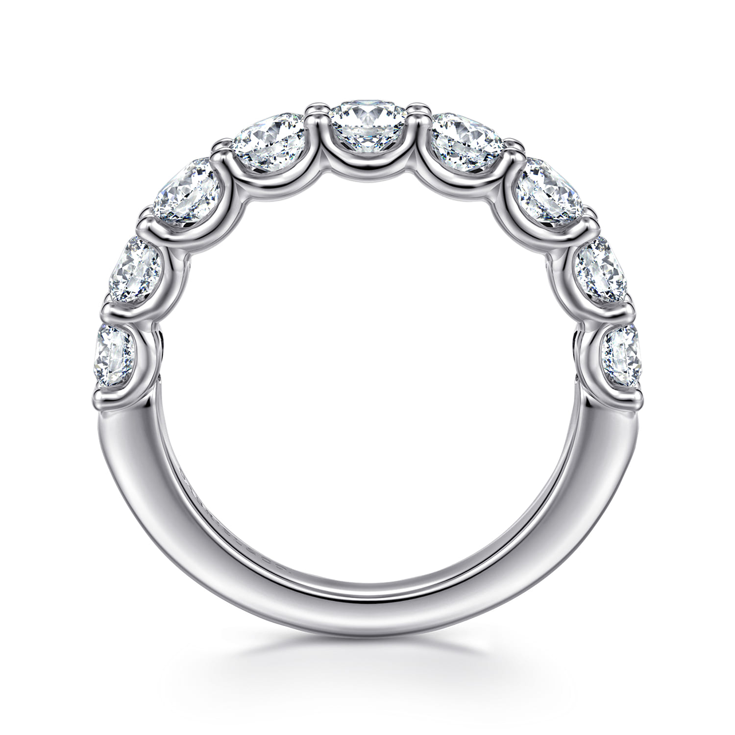 Straight Wedding Ring in 14k White Gold with Round Natural Diamond at Gabriel & Co. - Shot 2