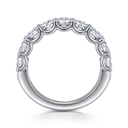Ferre - 14K White Gold Scallop Setting 9 Stone Diamond Anniversary Band