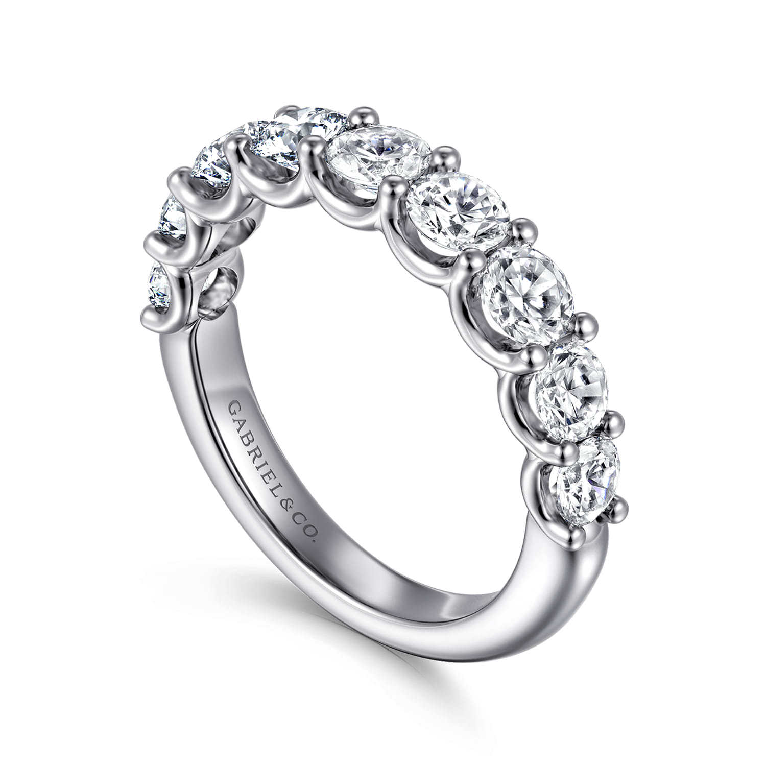 Straight Wedding Ring in 14k White Gold with Round Natural Diamond at Gabriel & Co. - Shot 3