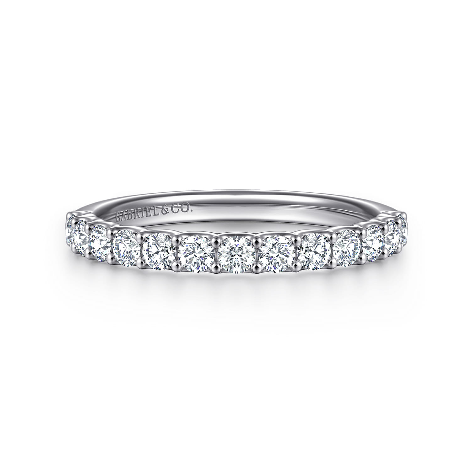 Straight Wedding Ring in 14k White Gold with Round Natural Diamond at Gabriel & Co. - Shot 1
