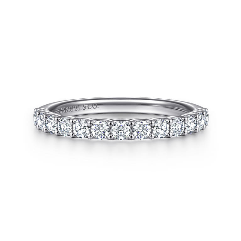 Straight Wedding Ring in 14k White Gold with Round Natural Diamond at Gabriel & Co. - Shot 1