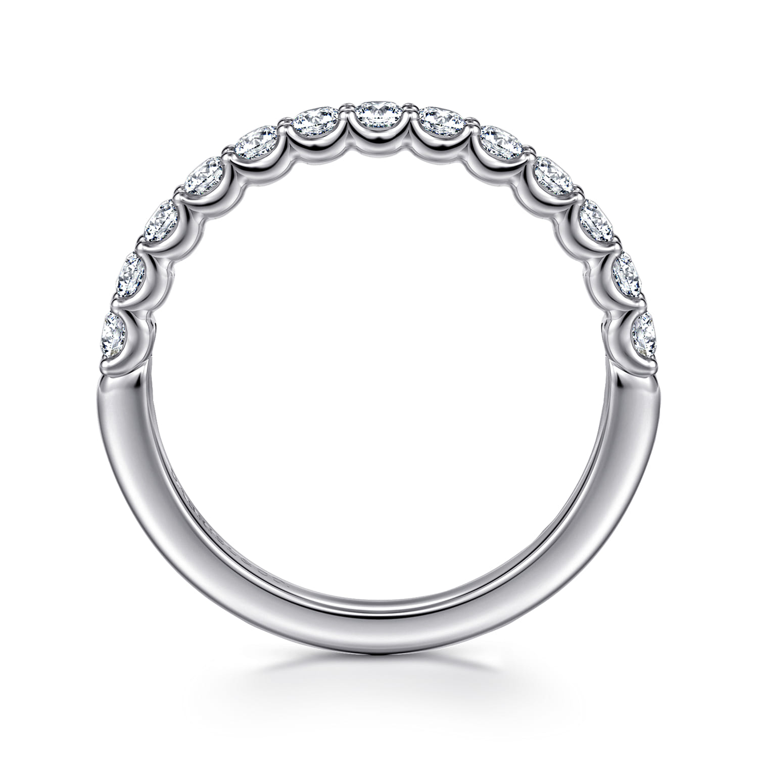 Straight Wedding Ring in 14k White Gold with Round Natural Diamond at Gabriel & Co. - Shot 2