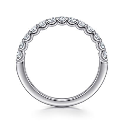 Ferre - 14K White Gold Scallop Setting Diamond Anniversary Band