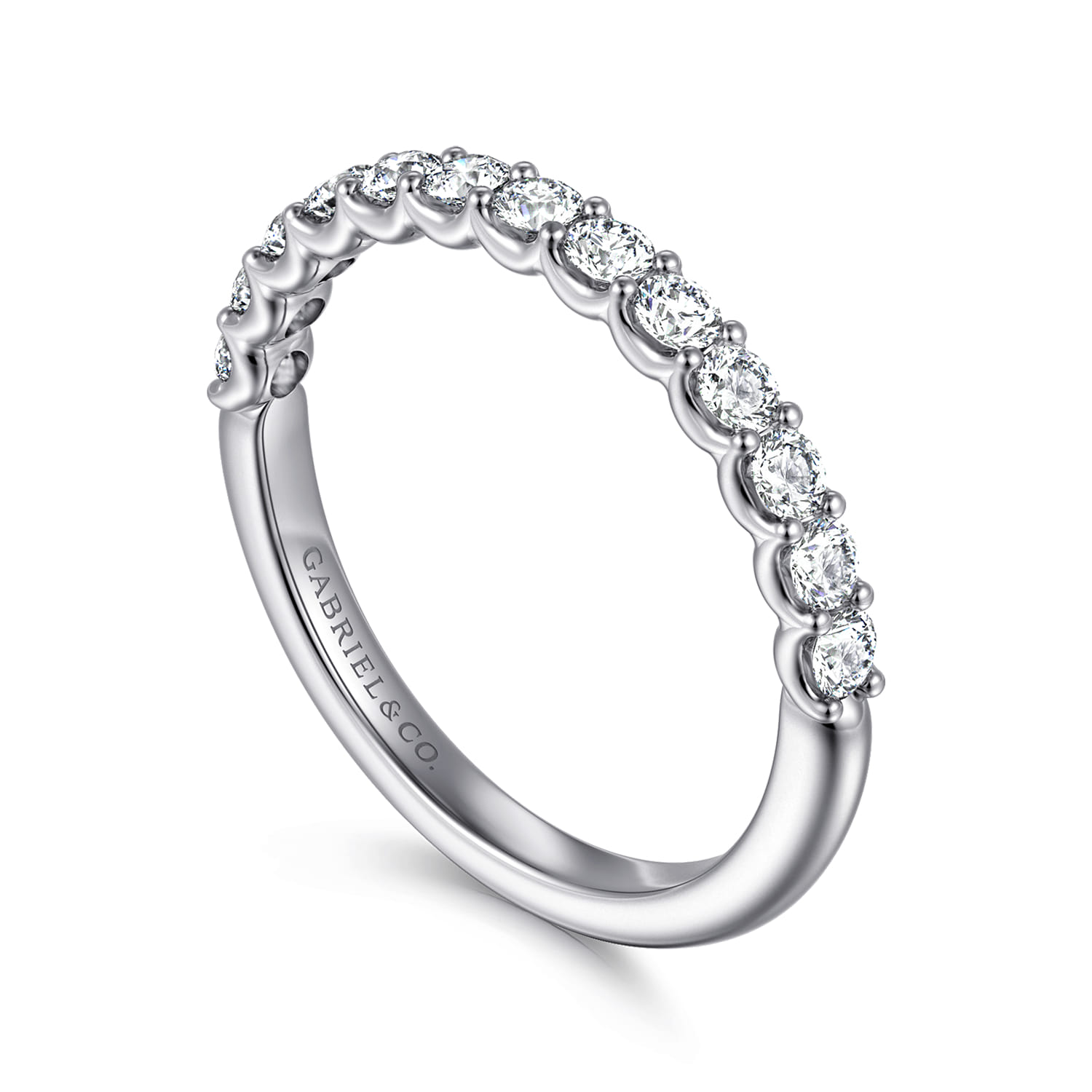 Straight Wedding Ring in 14k White Gold with Round Natural Diamond at Gabriel & Co. - Shot 3