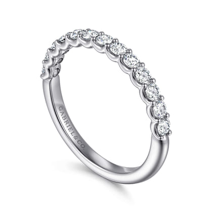 Ferre - 14K White Gold Scallop Setting Diamond Anniversary Band