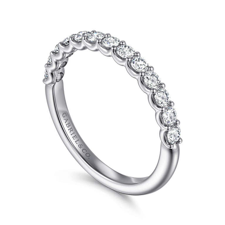Straight Wedding Ring in 14k White Gold with Round Natural Diamond at Gabriel & Co. - Shot 3