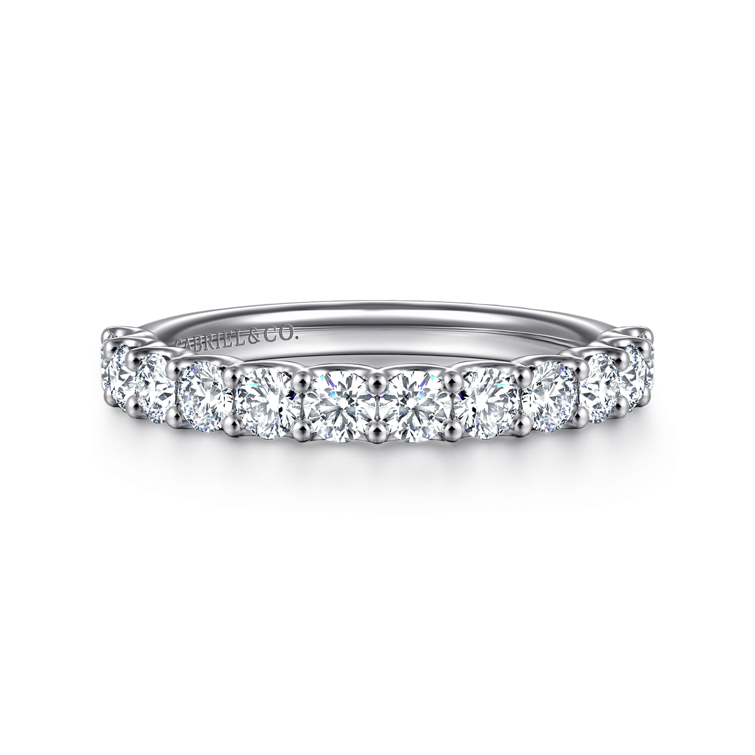 Straight Wedding Ring in 14k White Gold with Round Natural Diamond at Gabriel & Co. - Shot 1
