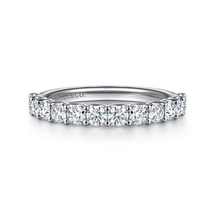 Ferre - 14K White Gold Scallop Setting Diamond Anniversary Band