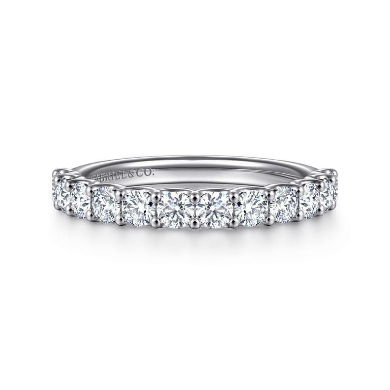Straight Wedding Ring in 14k White Gold with Round Natural Diamond at Gabriel & Co. - Shot 1
