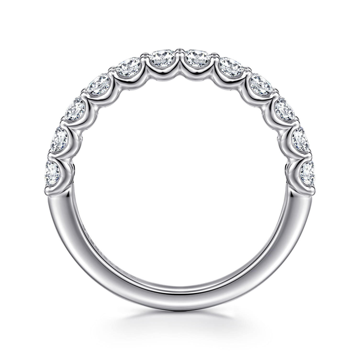 Straight Wedding Ring in 14k White Gold with Round Natural Diamond at Gabriel & Co. - Shot 2