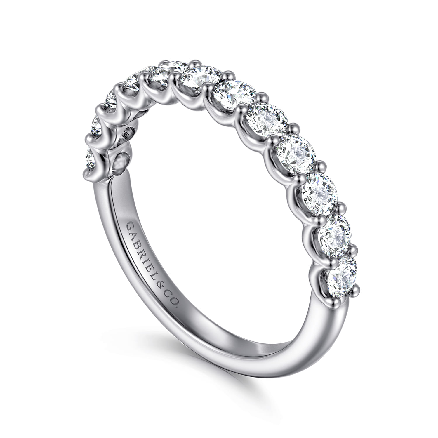 Straight Wedding Ring in 14k White Gold with Round Natural Diamond at Gabriel & Co. - Shot 3
