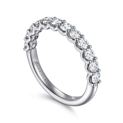 Ferre - 14K White Gold Scallop Setting Diamond Anniversary Band