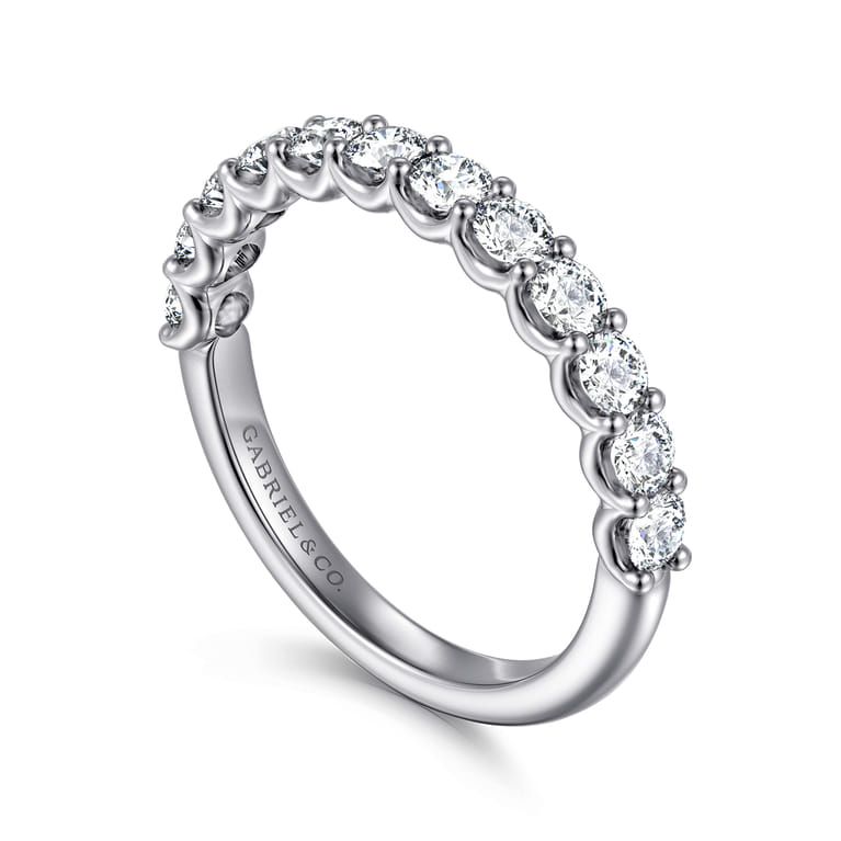 Straight Wedding Ring in 14k White Gold with Round Natural Diamond at Gabriel & Co. - Shot 3