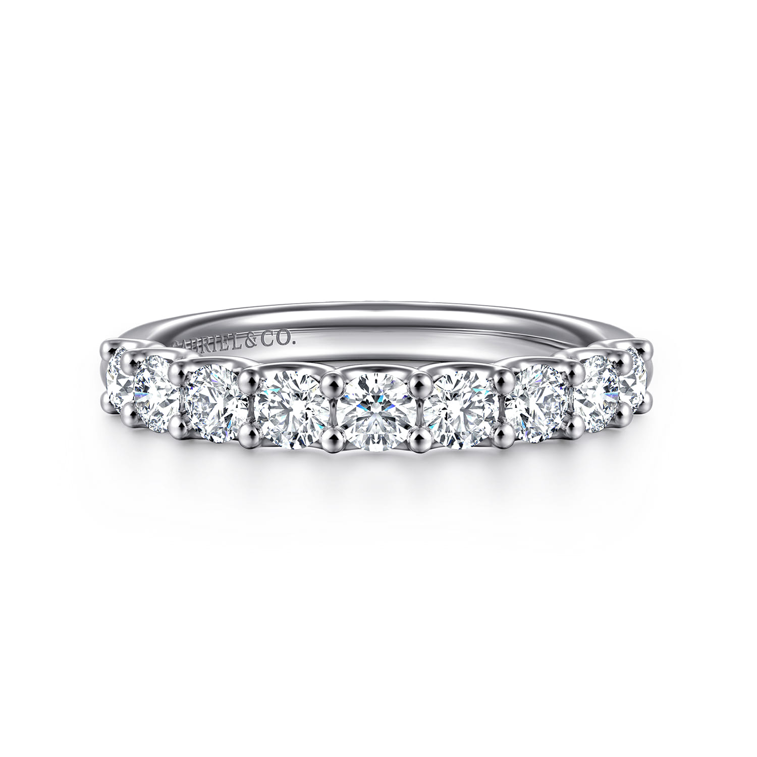 Straight Wedding Ring in 14k White Gold with Round Natural Diamond at Gabriel & Co. - Shot 1