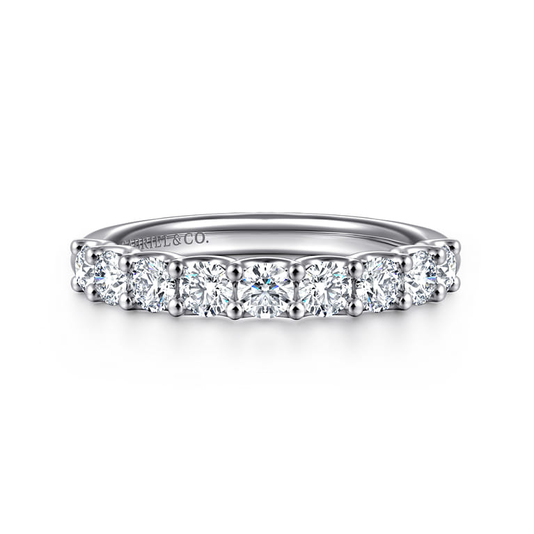 Straight Wedding Ring in 14k White Gold with Round Natural Diamond at Gabriel & Co. - Shot 1