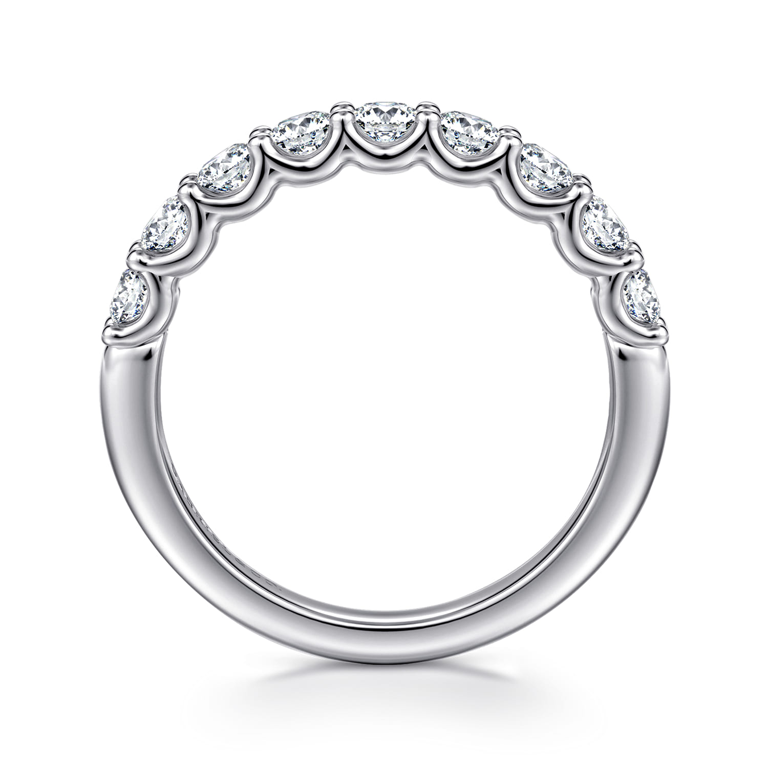 Straight Wedding Ring in 14k White Gold with Round Natural Diamond at Gabriel & Co. - Shot 2