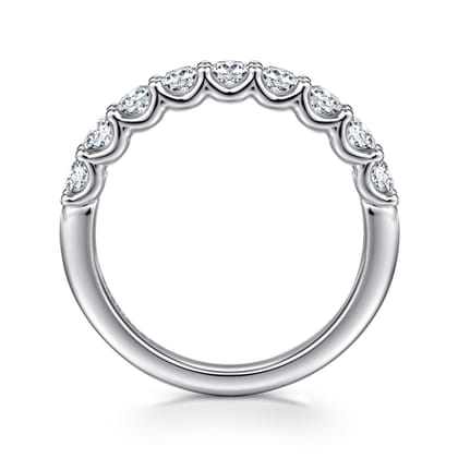 Ferre - 14K White Gold Scallop Setting Diamond Anniversary Band