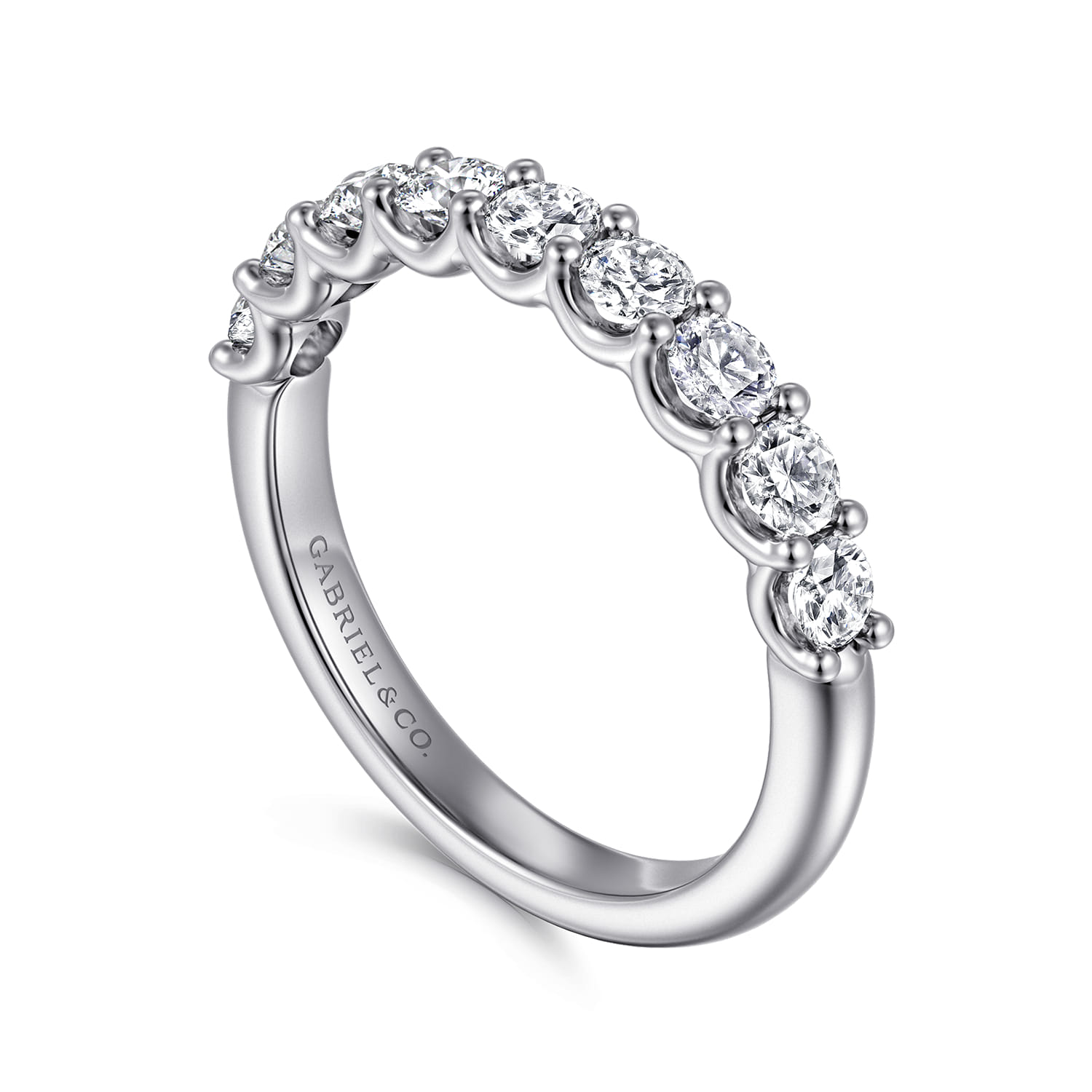 Straight Wedding Ring in 14k White Gold with Round Natural Diamond at Gabriel & Co. - Shot 3