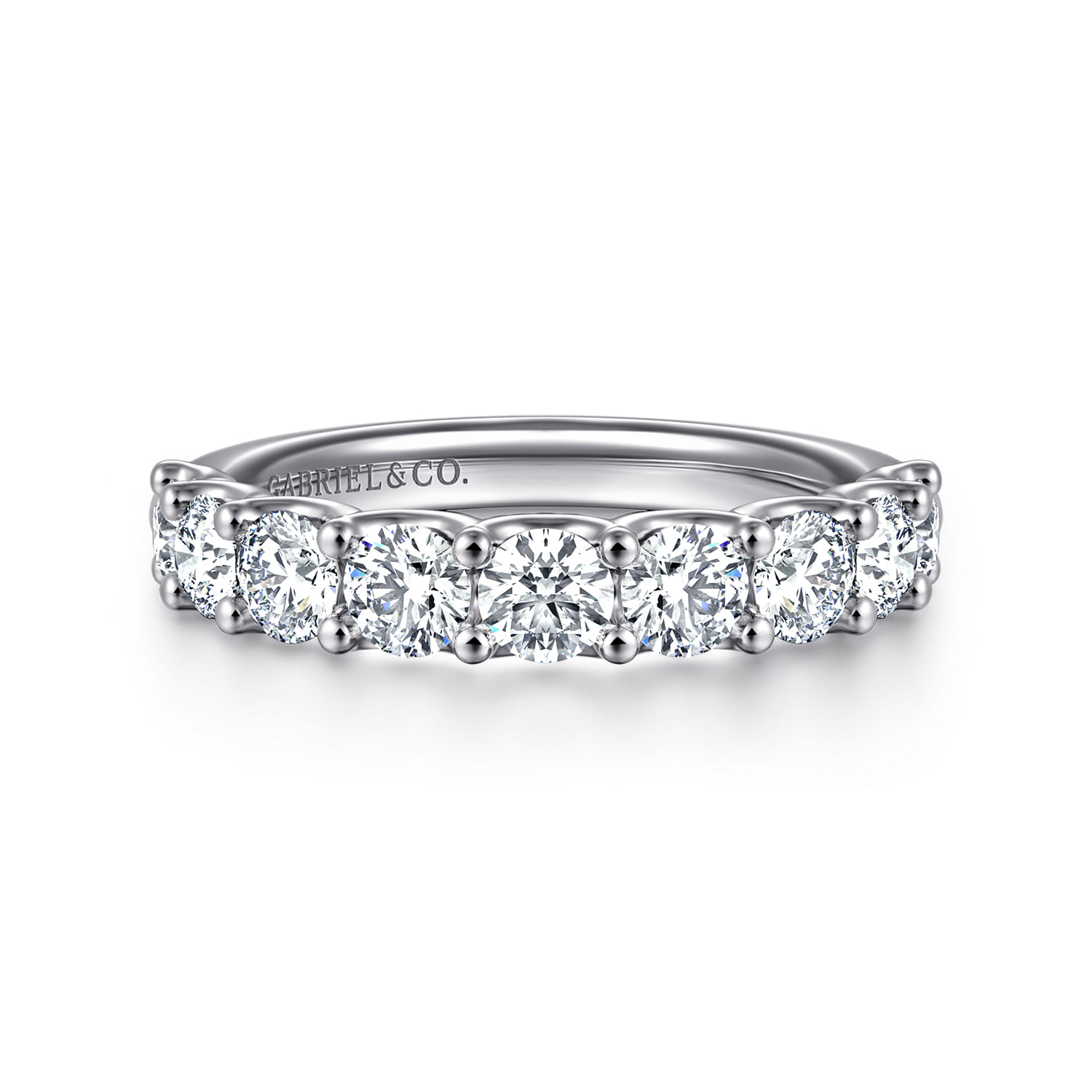 Straight Wedding Ring in 14k White Gold with Round Natural Diamond at Gabriel & Co. - Shot 1