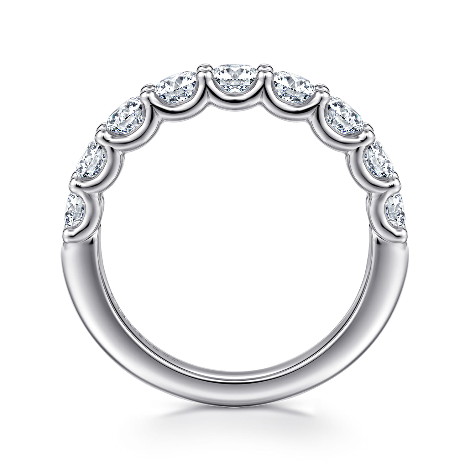Straight Wedding Ring in 14k White Gold with Round Natural Diamond at Gabriel & Co. - Shot 2