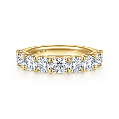 Ferre - 14K Yellow Gold Scallop Setting 9 Stone Diamond Anniversary Band