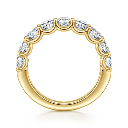 Ferre - 14K Yellow Gold Scallop Setting 9 Stone Diamond Anniversary Band